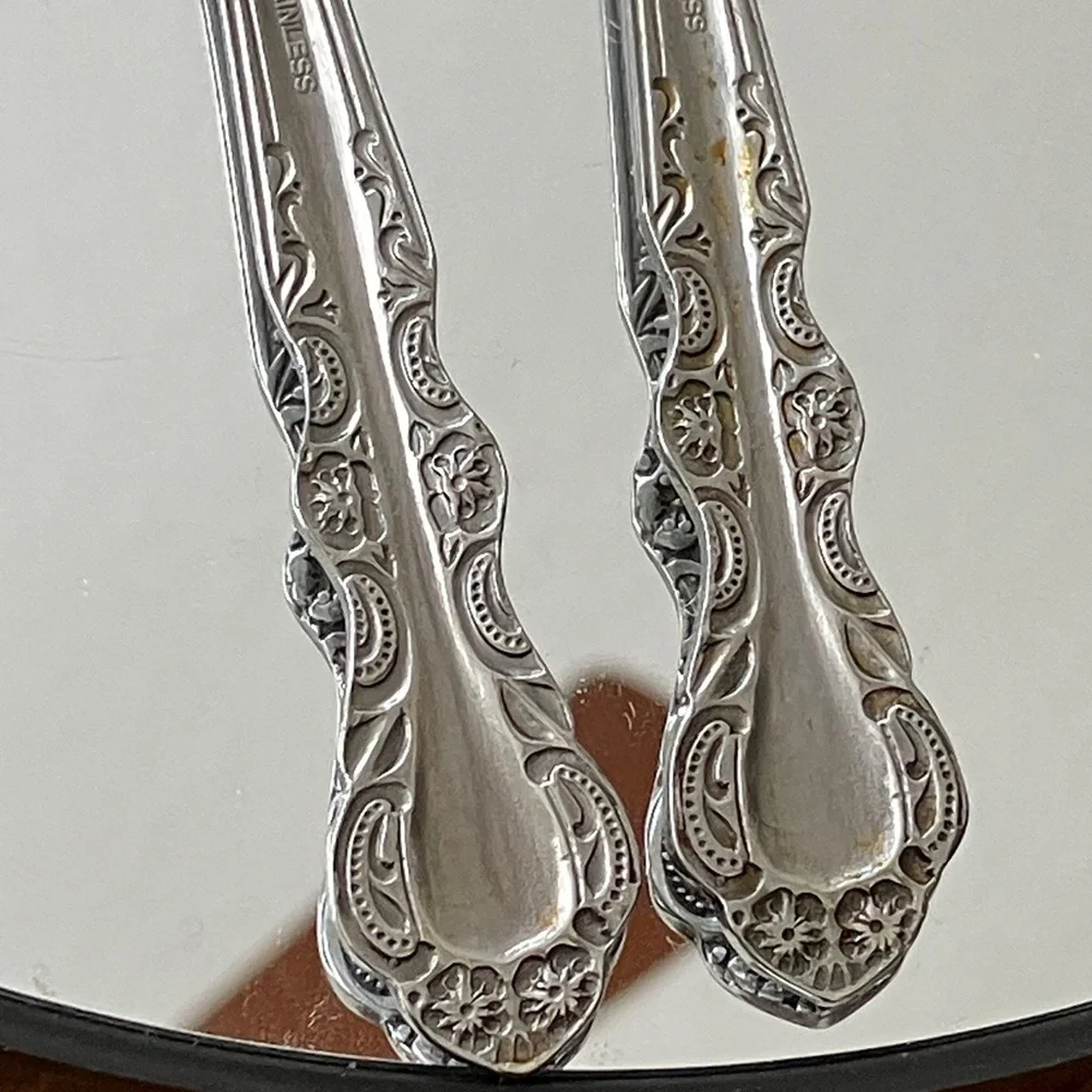 VINTAGE X2 JAPAN EKCO ETERNA SANDRA JEANNE FORGED STAINLESS 7”ICED TEA SPOONS
